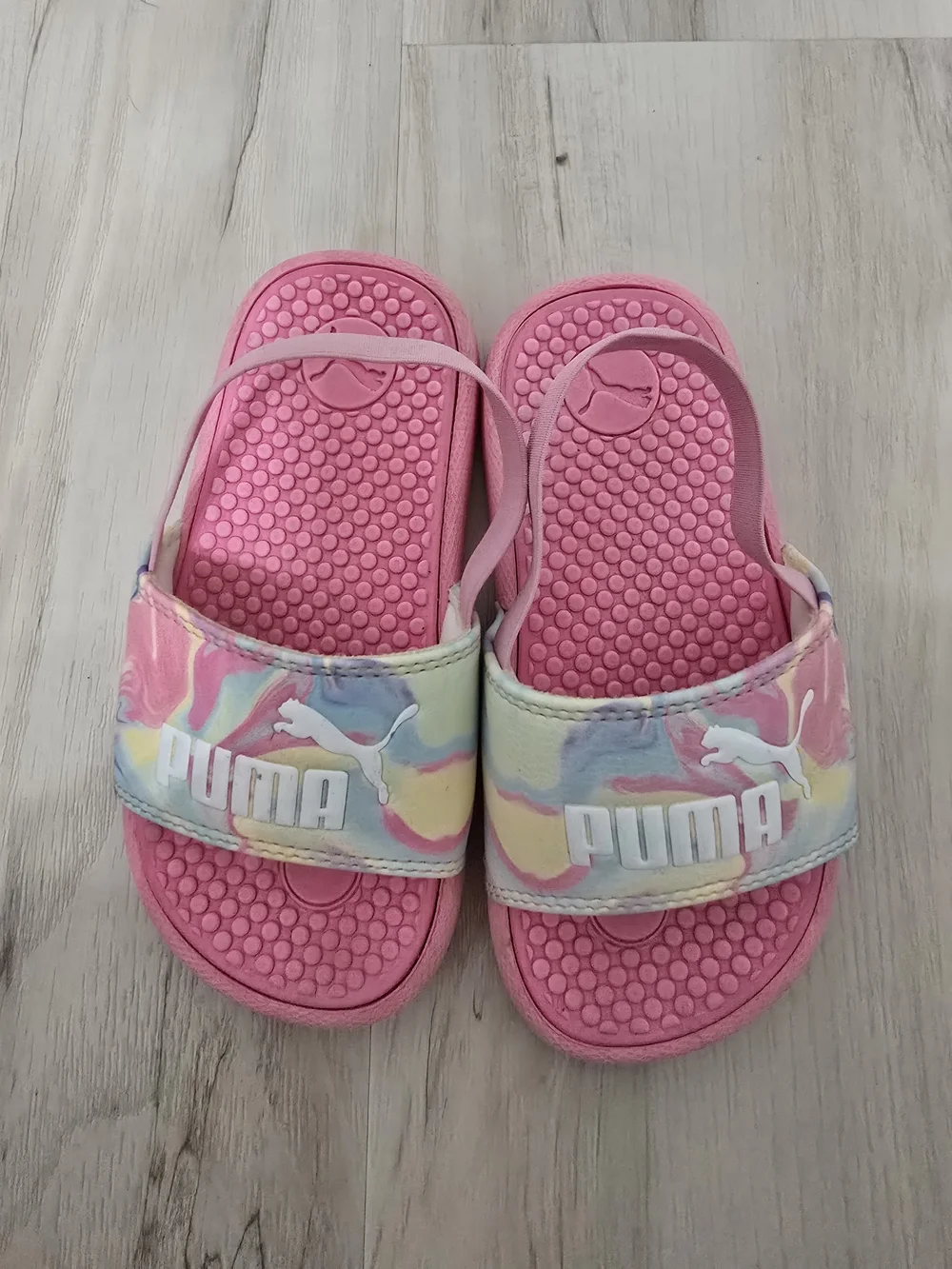 Puma Pink Kids Tie-Dye Strap Slide Sandals